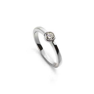 Lunette pour bague solitaire sertie d'or blanc 750, brillant 0,10ct.