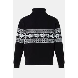 JP1880  Sweat camionneur à col montant zippé et motif norvégien 