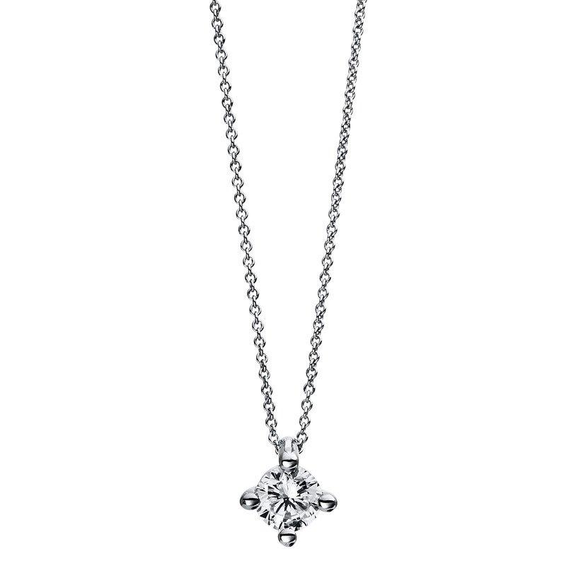 Image of Collier 750/18k Weissgold Diamant 0.2ct. 42 Cm Damen Silber 42cm