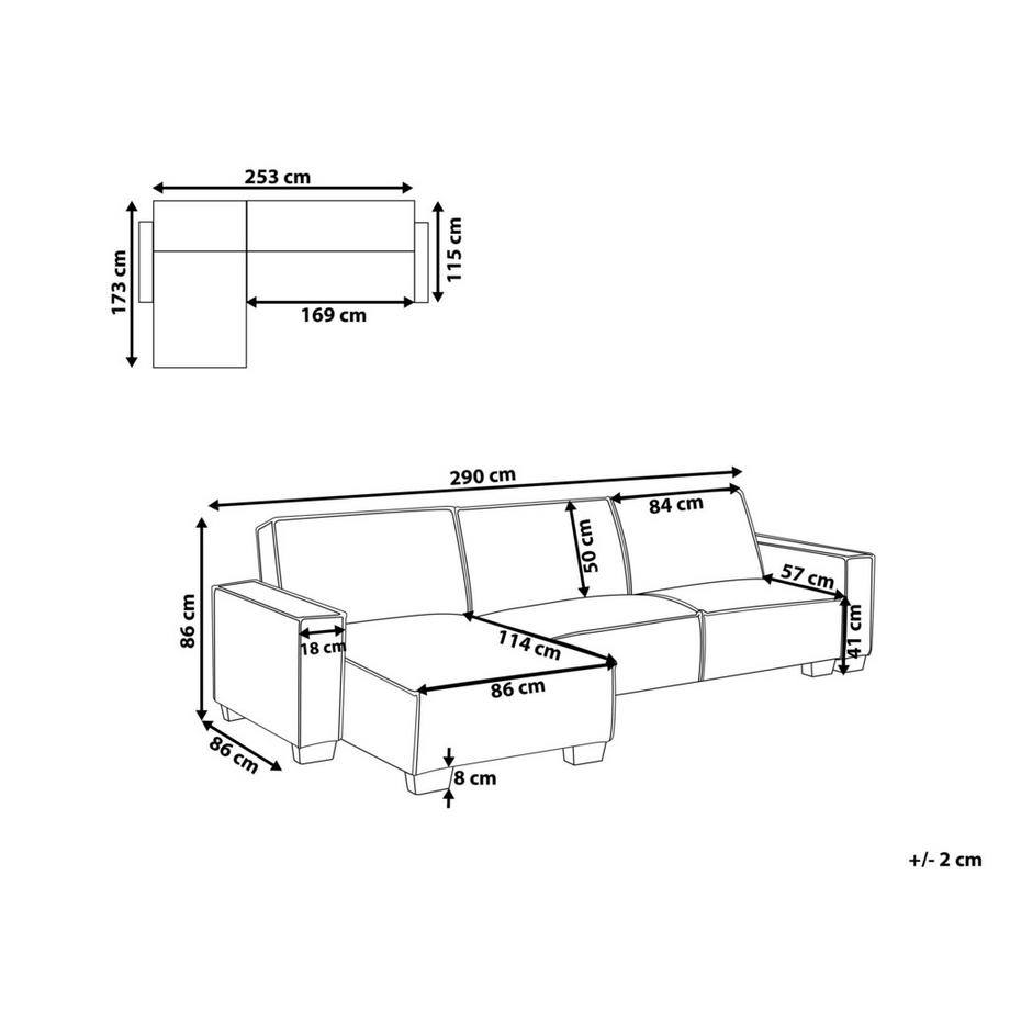 Beliani Canapé d'angle en Tissu  ROMEDAL  