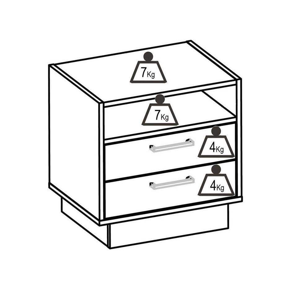 Vente-unique Comodino 2 cassetti e 1 nicchia Naturale e Antracite LEANDRE  