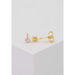 MUAU Schmuck  Clous d'oreilles solitaires 6 poignées en or jaune 750 diamants 0,10ct. 4mm 