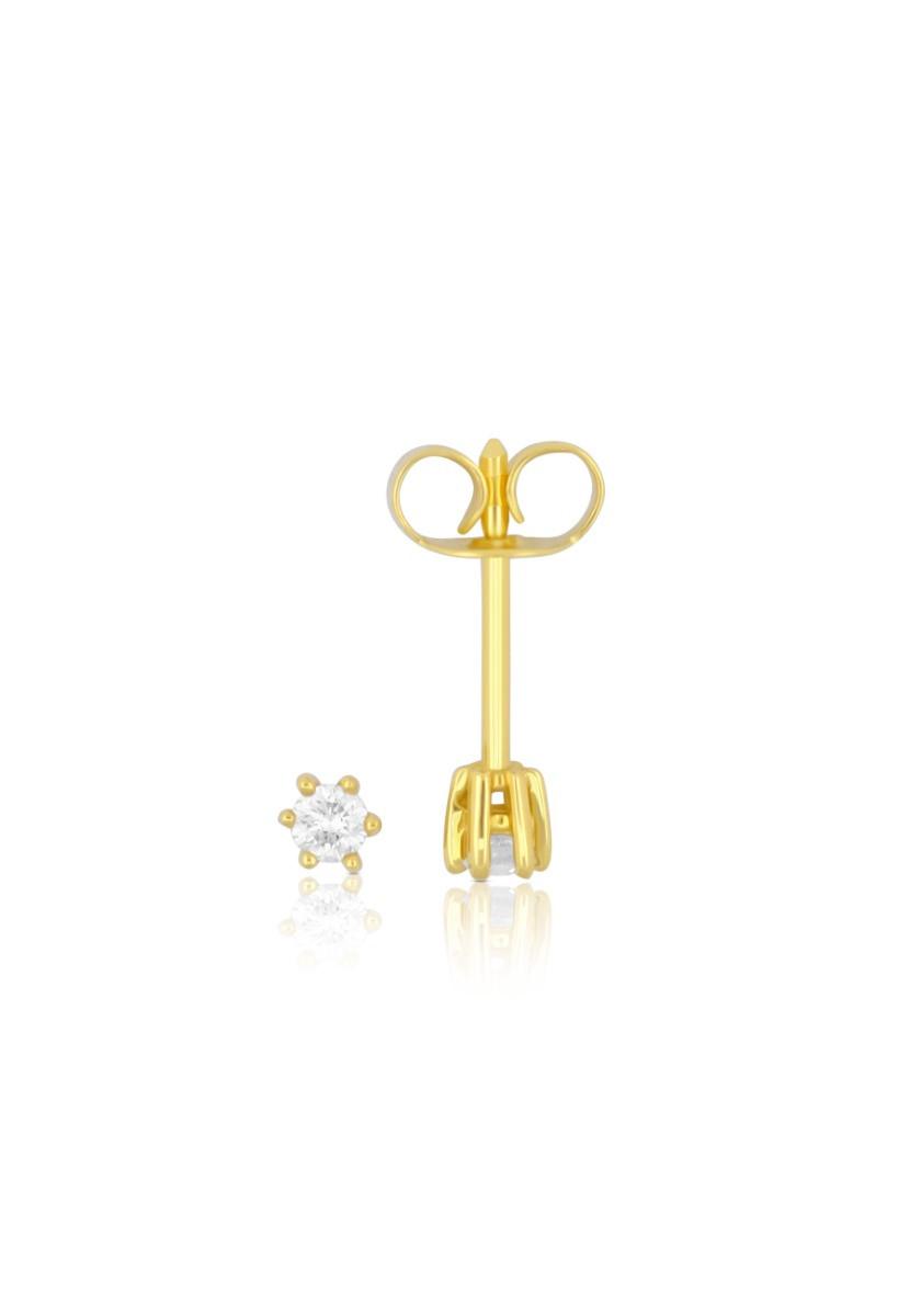 MUAU Schmuck  Clous d'oreilles solitaires 6 poignées en or jaune 750 diamants 0,10ct. 4mm 