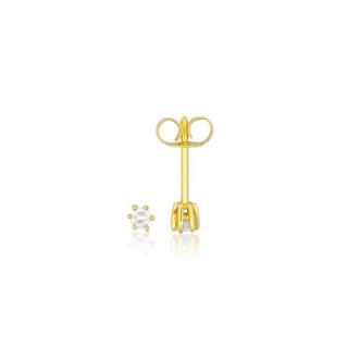 MUAU Schmuck  Clous d'oreilles solitaires 6 poignées en or jaune 750 diamants 0,10ct. 4mm 