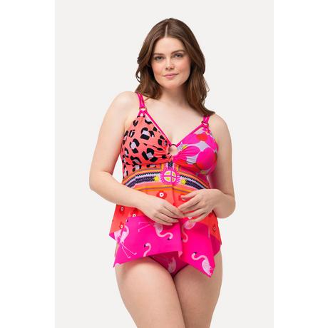 Ulla Popken  Tankini con fenicotteri, coppe morbide, spalline regolabili e materiale riciclato 