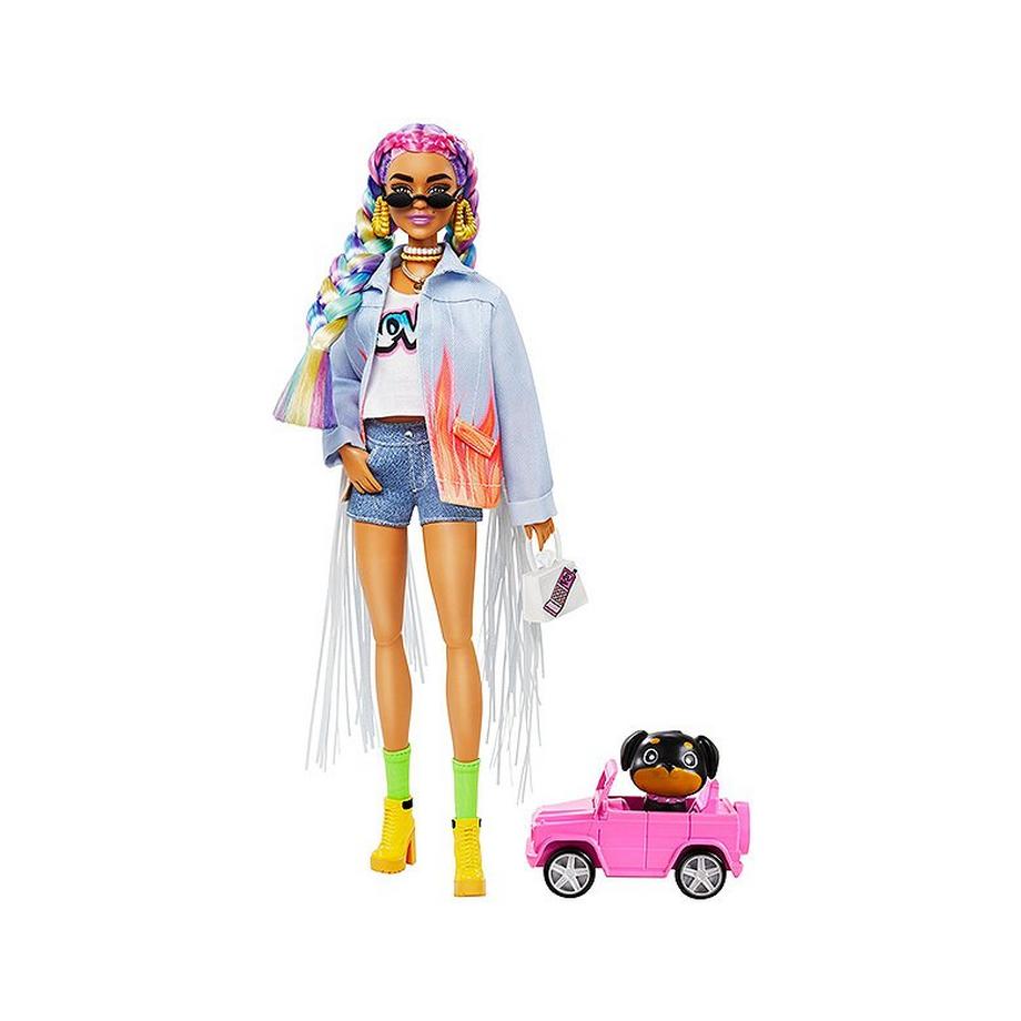 Barbie  Extra Puppe mit geflochtenem Regenbogen-Zopf 