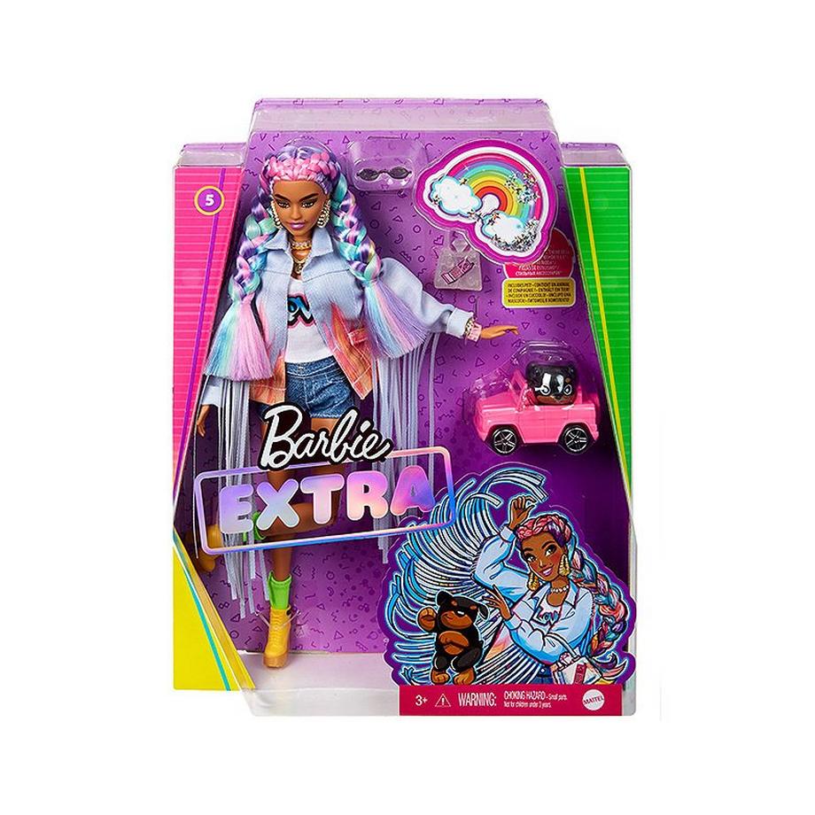Barbie  Extra Puppe mit geflochtenem Regenbogen-Zopf 