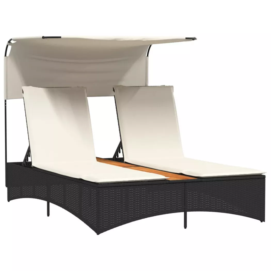 VidaXL - Doppel-sonnenliege poly-rattan, One Size, Schwarz