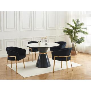 PASCAL MORABITO Lot de 6 chaises avec accoudoirs en velours et métal doré - Noir - ZAOVA de Pascal MORABITO  