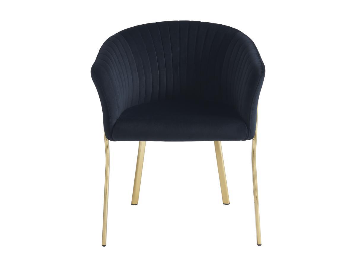 PASCAL MORABITO Lot de 6 chaises avec accoudoirs en velours et métal doré - Noir - ZAOVA de Pascal MORABITO  