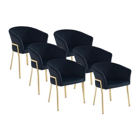 PASCAL MORABITO Lot de 6 chaises avec accoudoirs en velours et métal doré - Noir - ZAOVA de Pascal MORABITO  