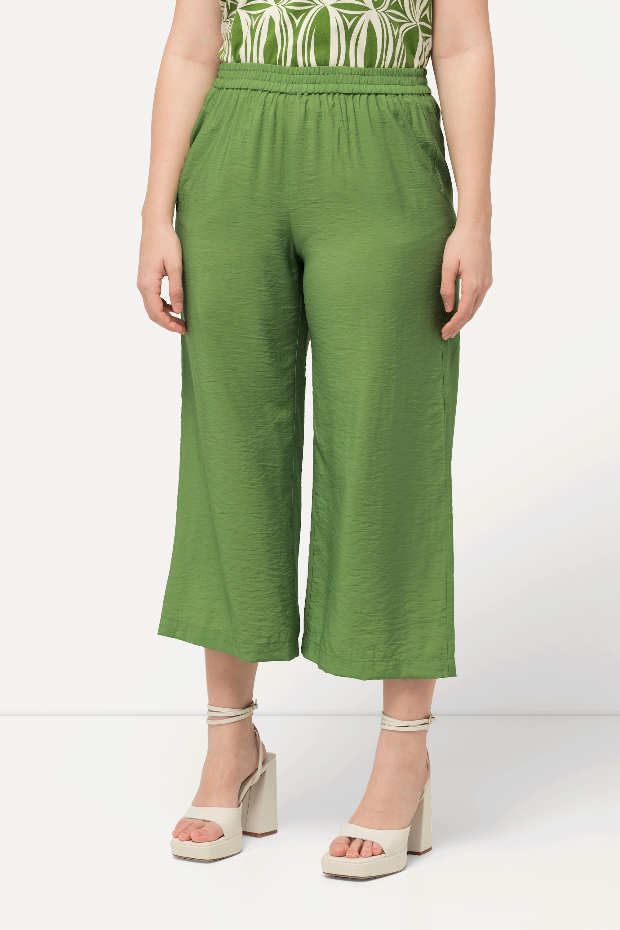 Ulla Popken  Culottes con taglio della gamba ampio, effetto stropicciato e cintura elastica 