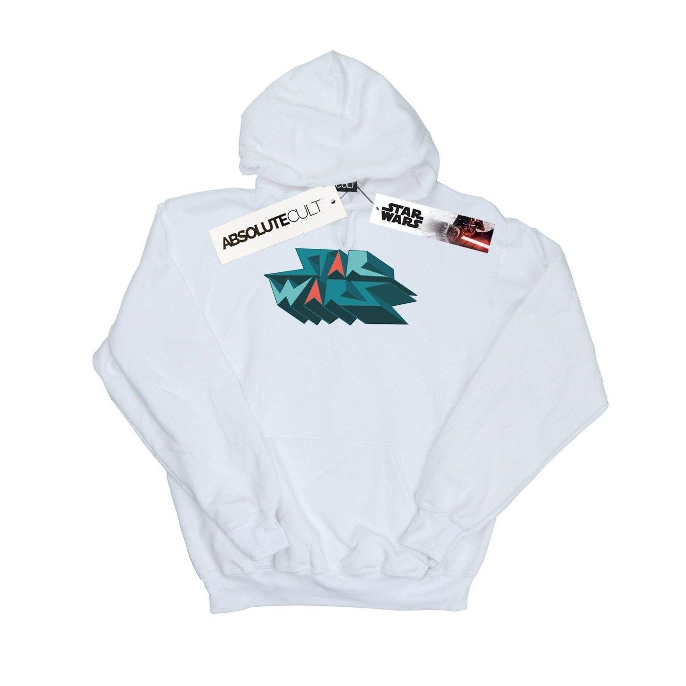 Image of Edgy Block Logo Kapuzenpullover Jungen Weiss 128