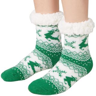 Tectake  Chaussettes douillettes avec motif de renne vert-blanc 