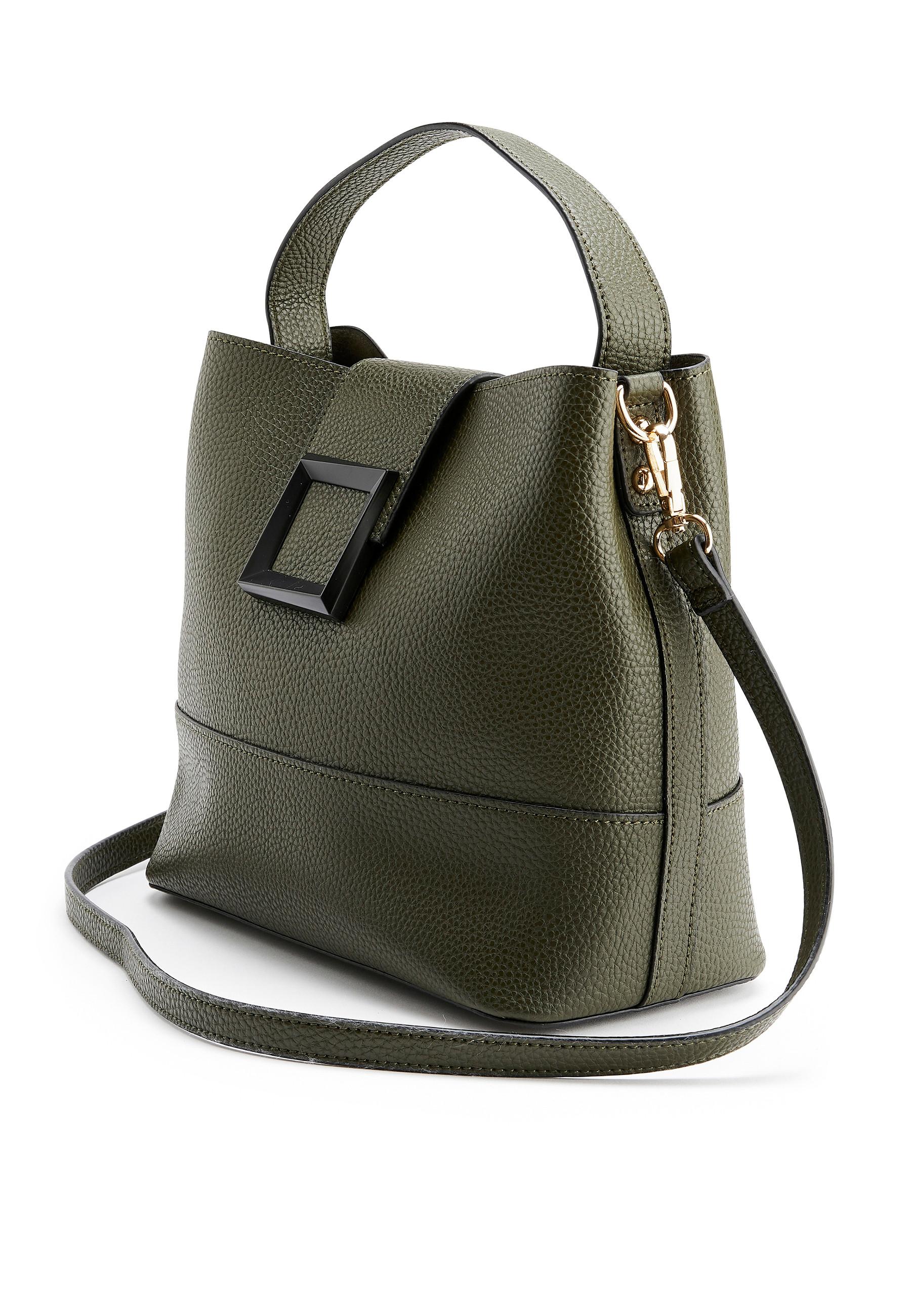 Image of Gekörnte Handtasche Mit Modischer Schnalle Aus Metall. Damen Grün ONE SIZE