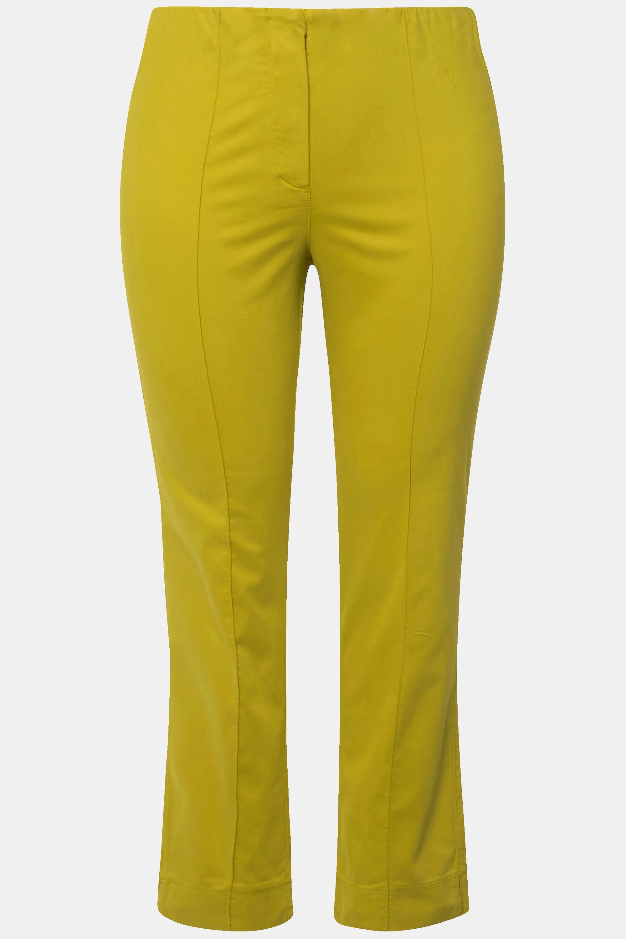 Ulla Popken  Pantalon avec passepoil et taille élastique. Coupe ajustée avec fente sur le bas de jambe. 