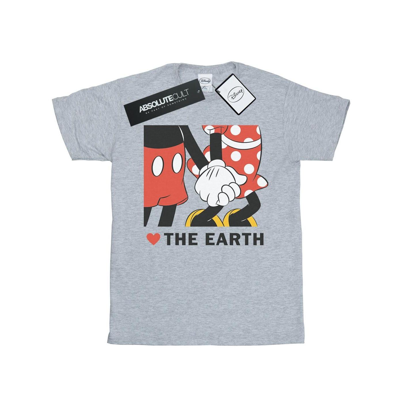 Image of Mickey Mouse Heart The Earth Tshirt Herren Grau 5XL