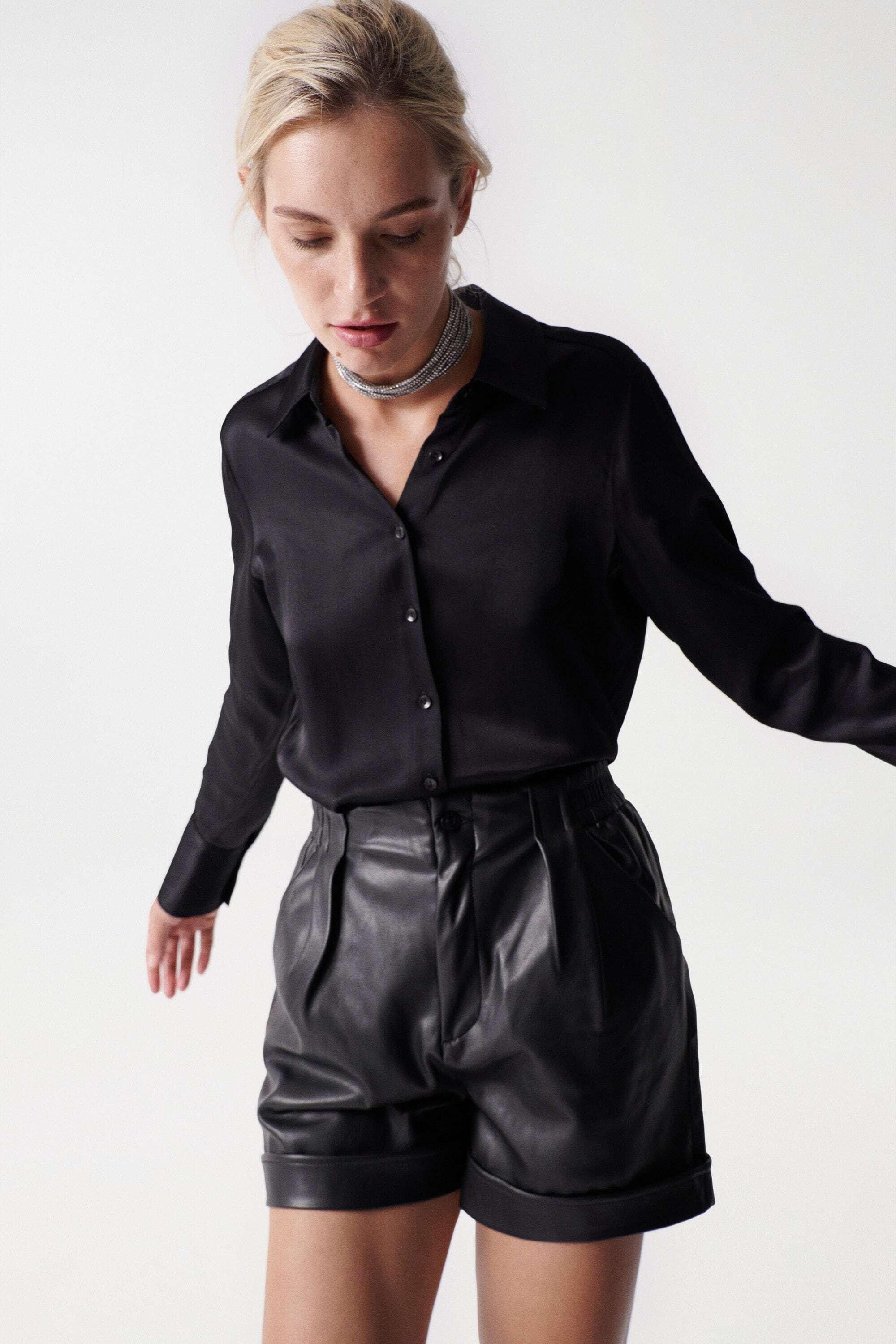 Image of Blusen Satin Blouse Damen Schwarz M