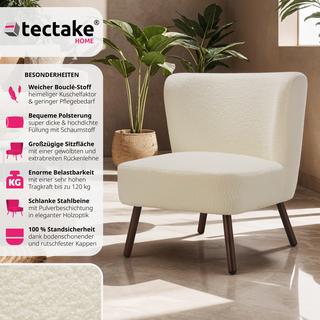 Tectake Teddy-Cocktailsessel Robina Bouclé, gepolstert, 120 kg  