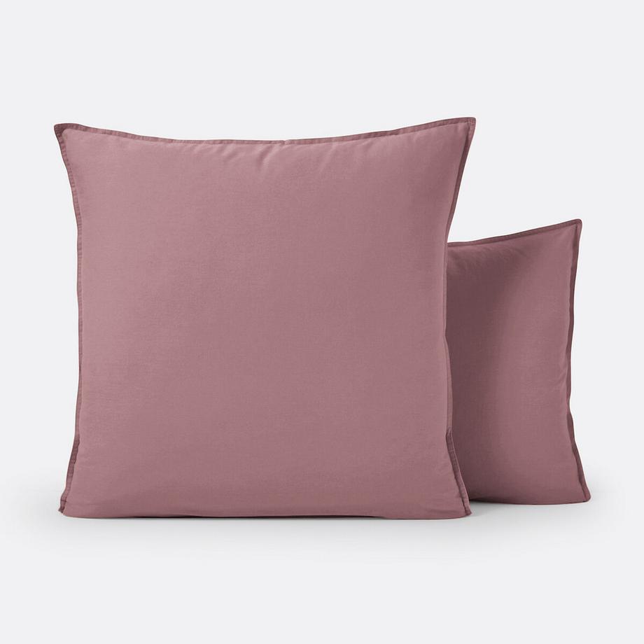 Taie d'oreiller enfant unie coton lavé