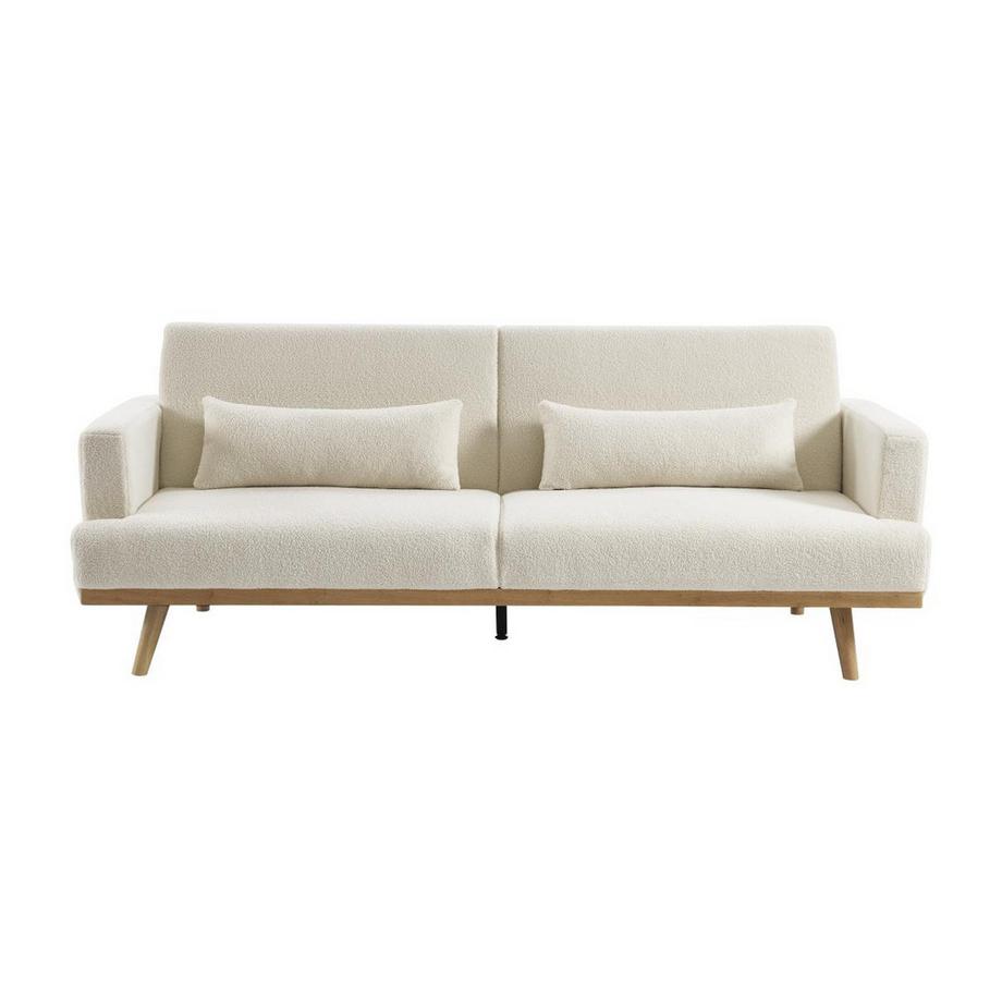 Vente-unique Canapé 3 places convertible clic-clac en tissu bouclette blanc ESME  