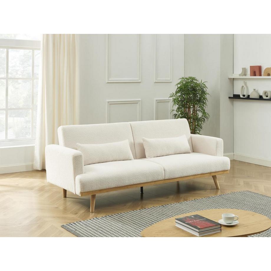 Vente-unique Canapé 3 places convertible clic-clac en tissu bouclette blanc ESME  