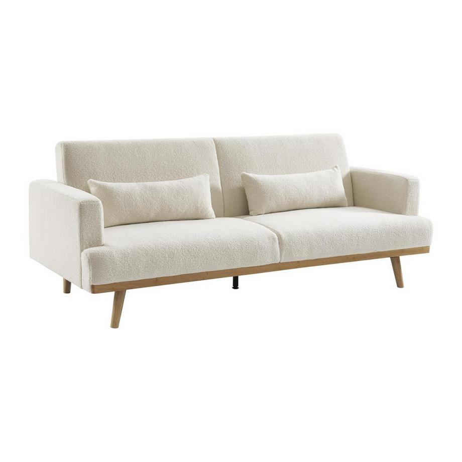 Vente-unique Canapé 3 places convertible clic-clac en tissu bouclette blanc ESME  