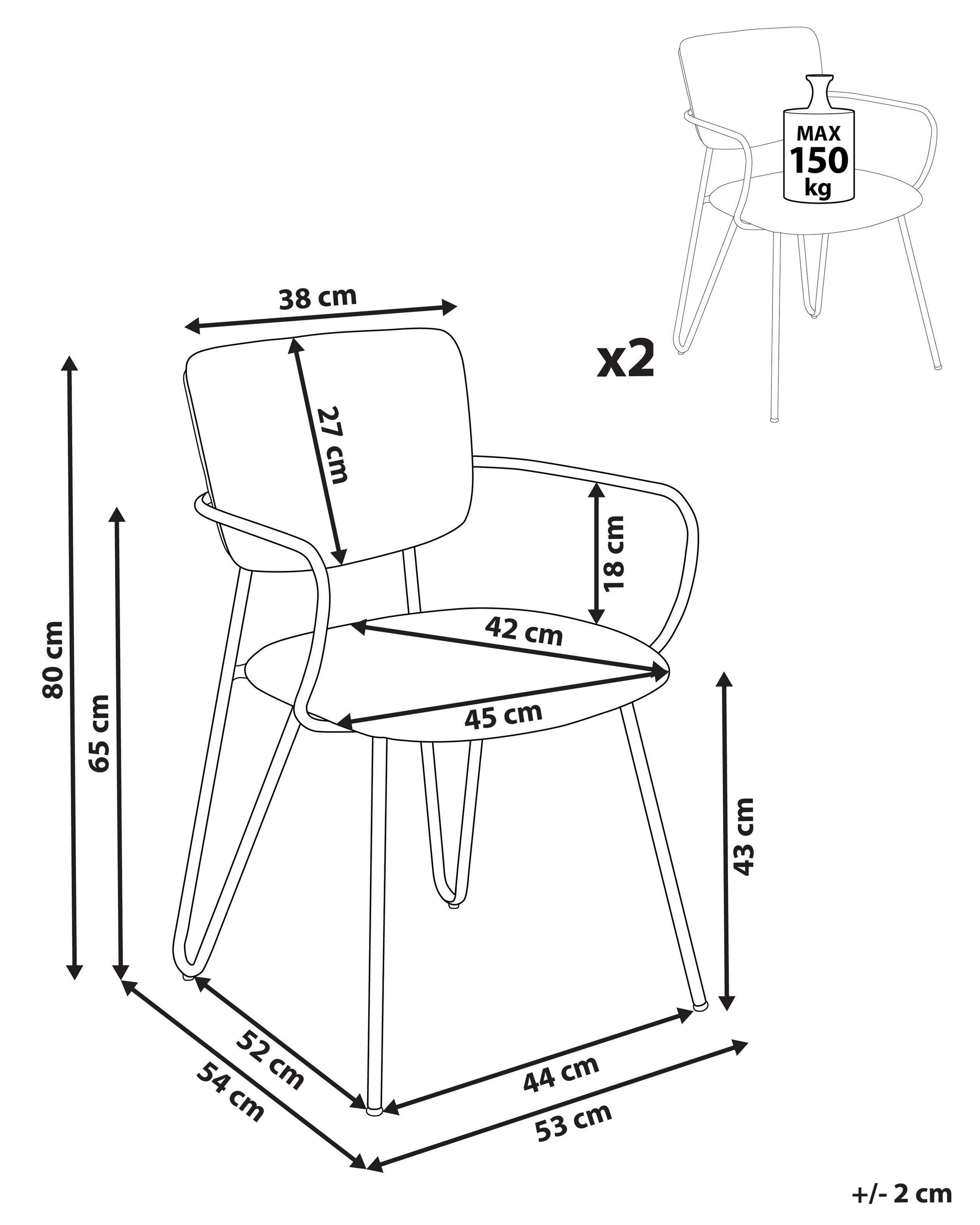 Beliani Lot de 2 chaises en Polyester Glamour ELKO  