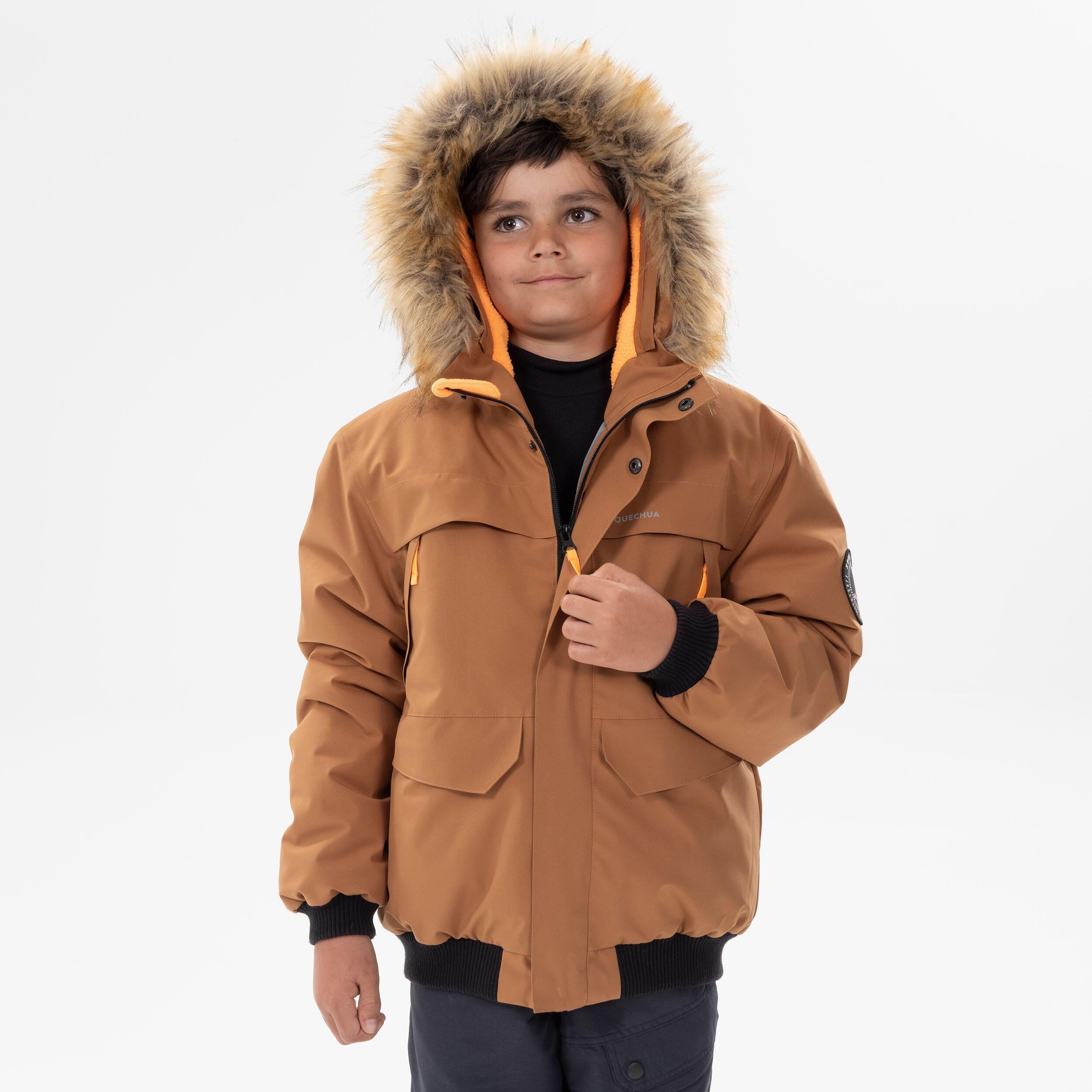 Image of Winterjacke Kinder Warm Bis -6,5°c Wasserdicht Winterwandern - Sh100 Unisex Braun Medium 123-130CM