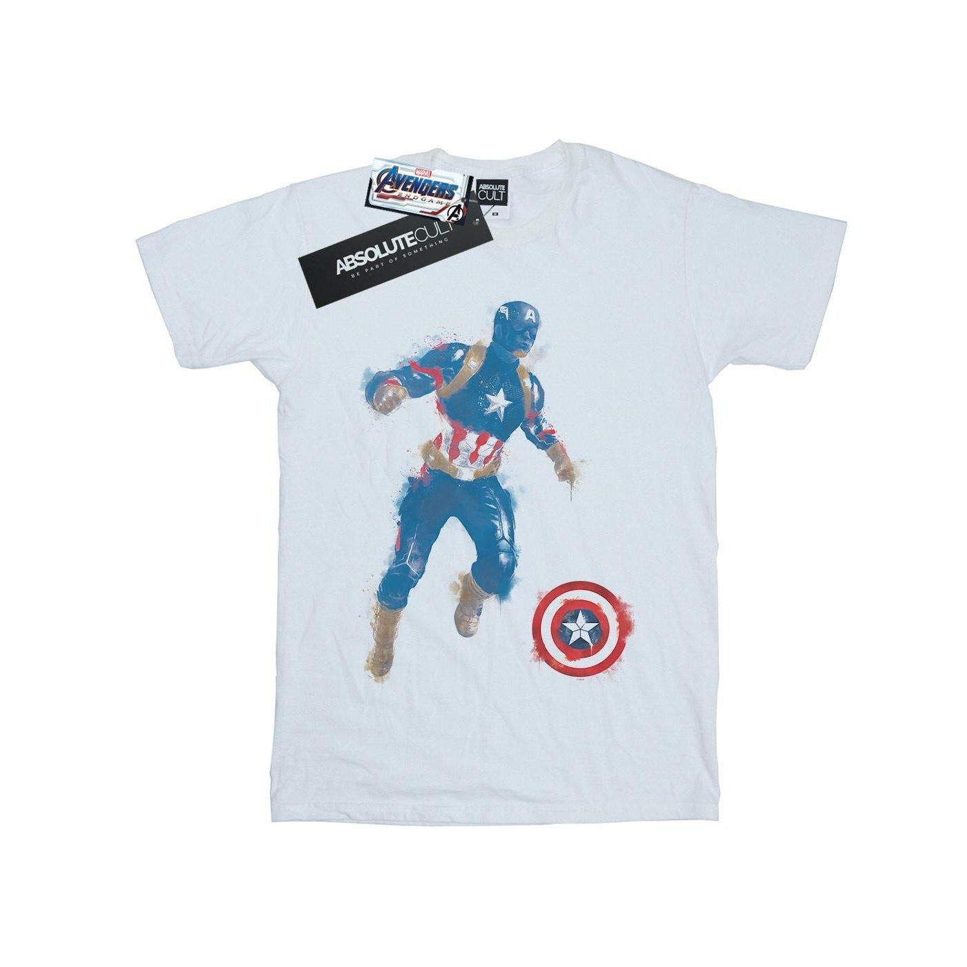 Image of Avengers Endgame Painted Captain America Tshirt Damen Weiss L