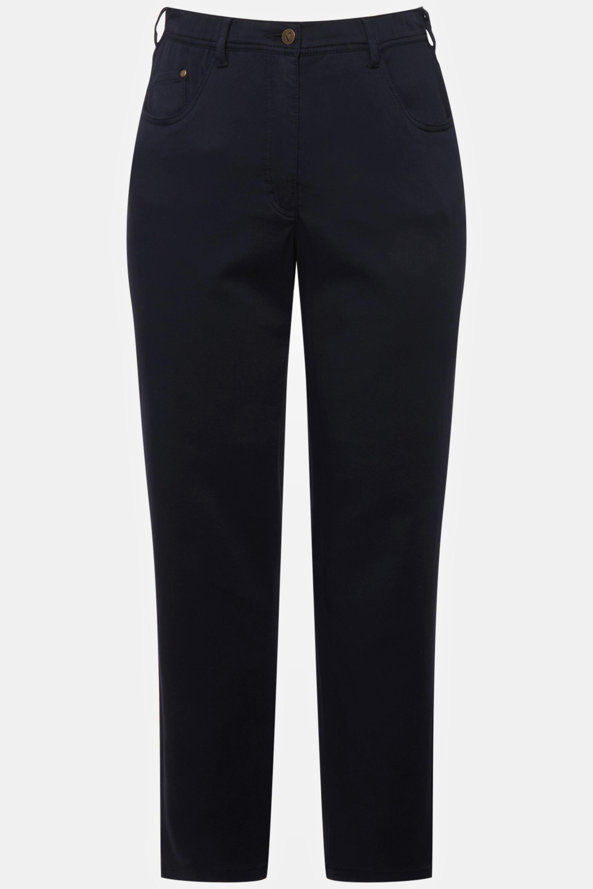 Ulla Popken  Pantalon Sophie à coupe 5 poches slim et broderie 