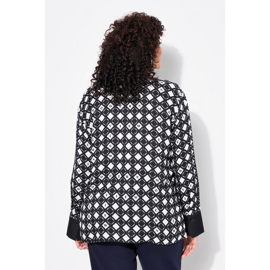 Ulla Popken Chemisier imprimé graphique col chemise manches longues  