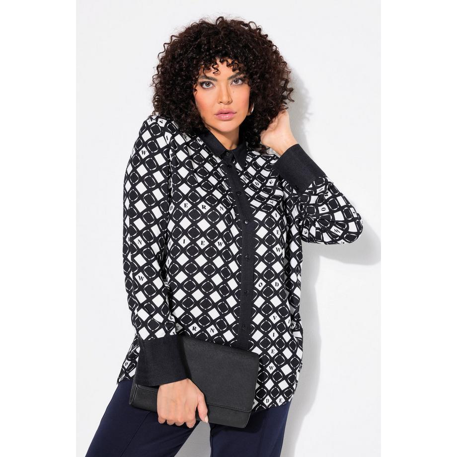 Ulla Popken Chemisier imprimé graphique col chemise manches longues  