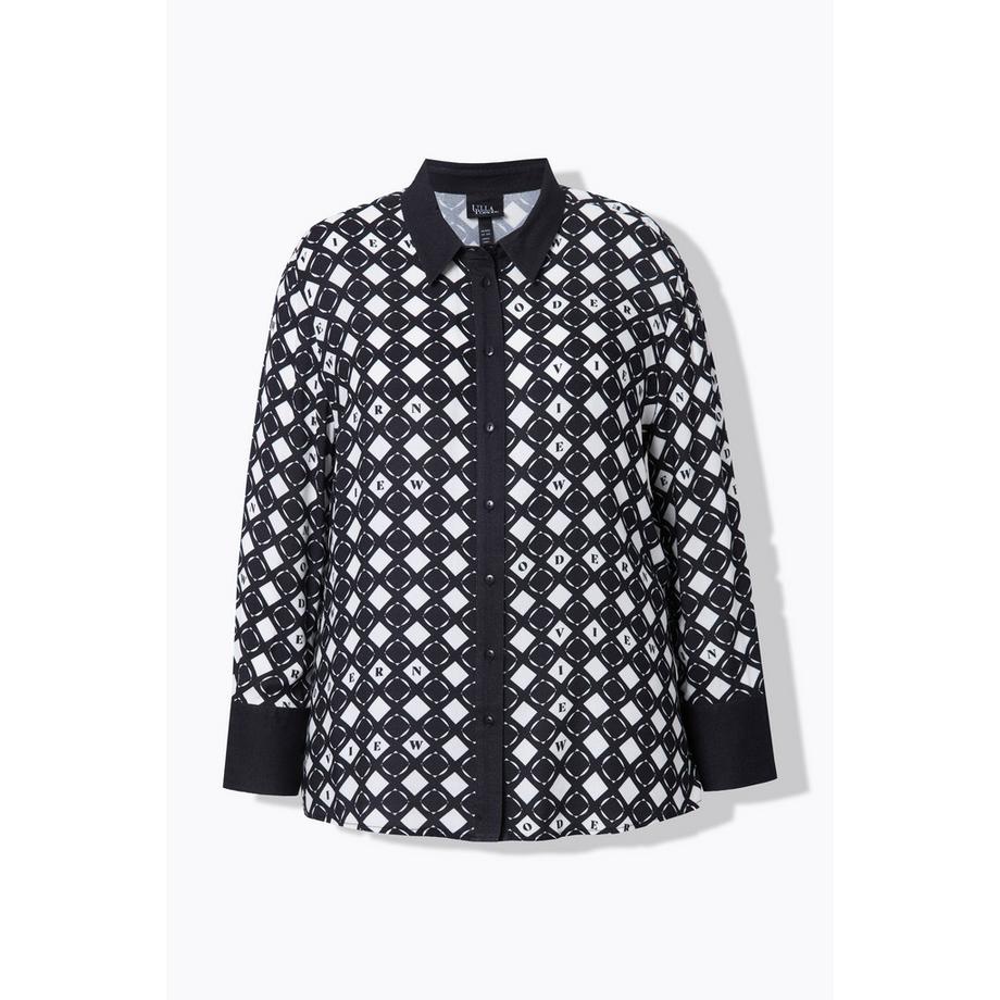 Ulla Popken Chemisier imprimé graphique col chemise manches longues  