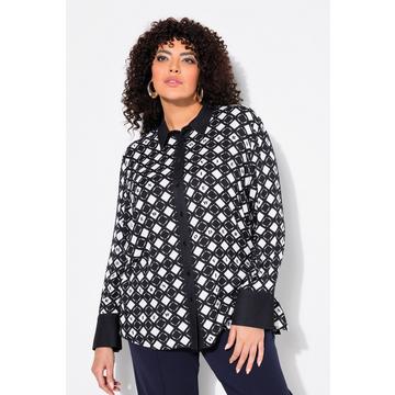 Hemdbluse, grafischer Druck, Hemdkragen, Langarm