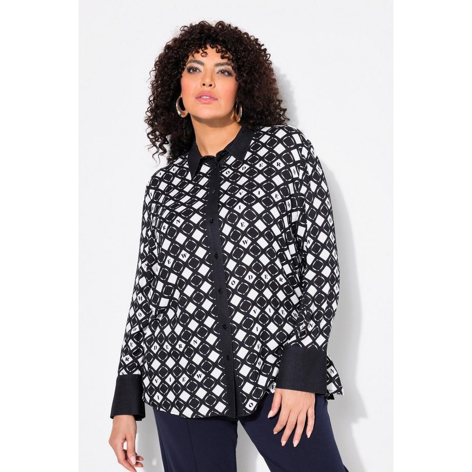 Ulla Popken Chemisier imprimé graphique col chemise manches longues  