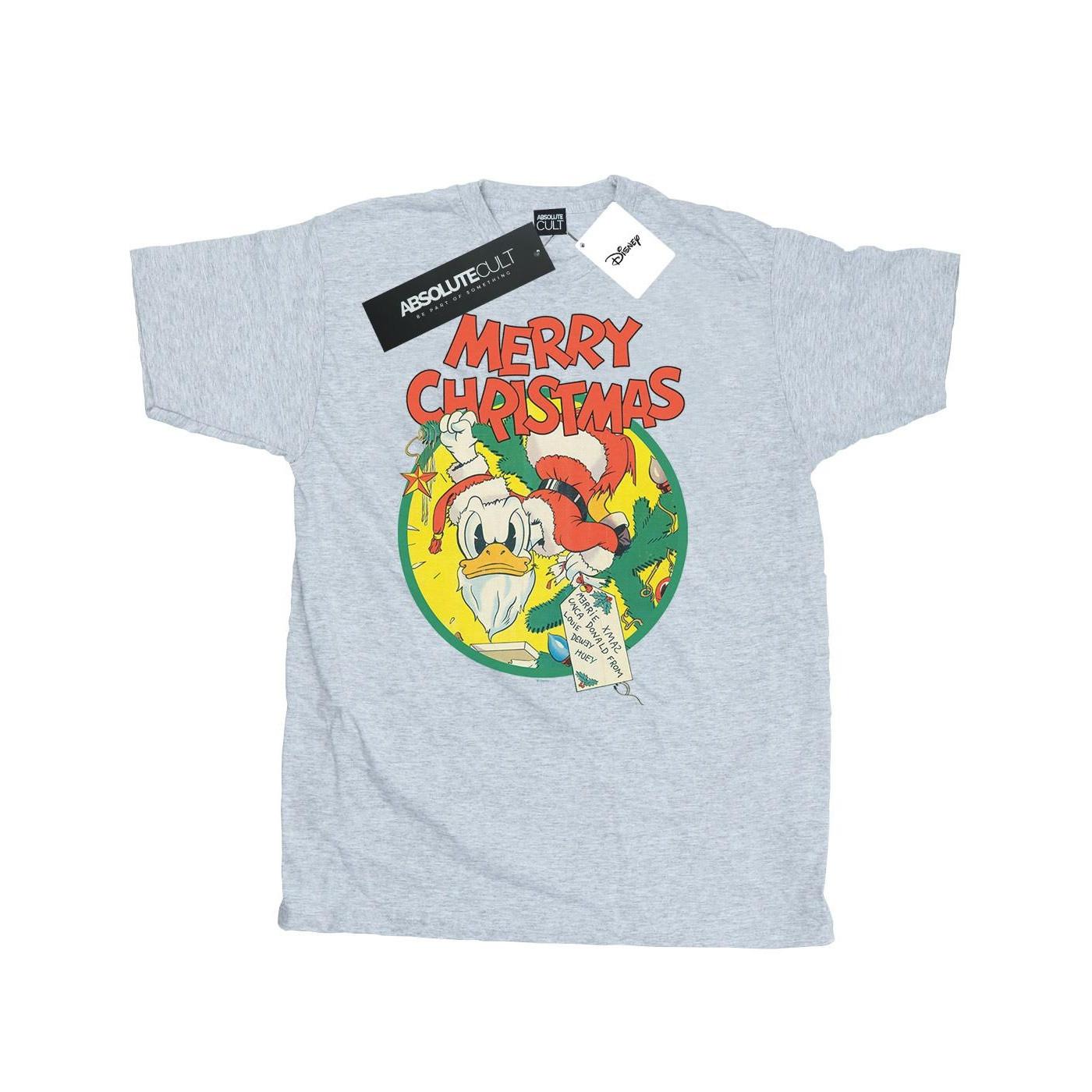 Image of Donald Duck Merry Christmas Tshirt Herren Grau XL