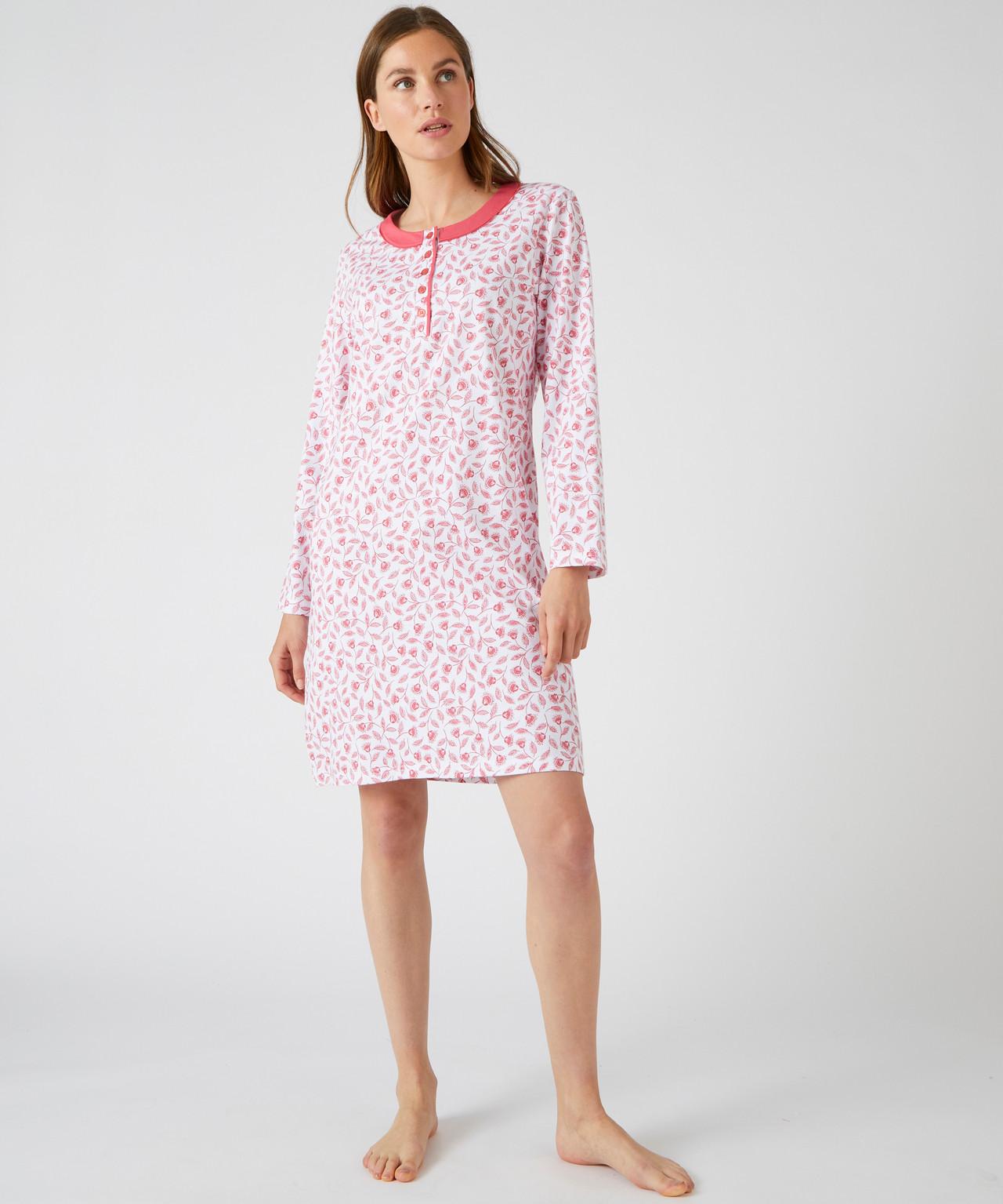 Damart  Chemise de nuit maille jersey pur coton peigné. 