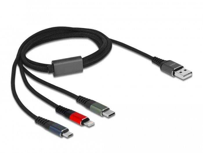 DeLock  87277 câble USB 1 m USB 2.0 USB A Micro-USB B/Lightning/ 30-pin Vert, Noir, Rouge, Bleu 