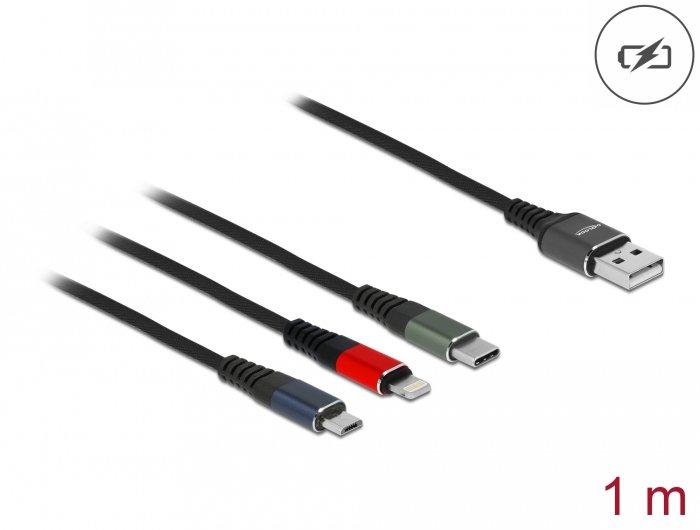 DeLock  87277 câble USB 1 m USB 2.0 USB A Micro-USB B/Lightning/ 30-pin Vert, Noir, Rouge, Bleu 