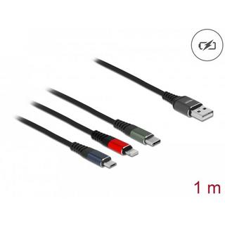 DeLock  87277 câble USB 1 m USB 2.0 USB A Micro-USB B/Lightning/ 30-pin Vert, Noir, Rouge, Bleu 