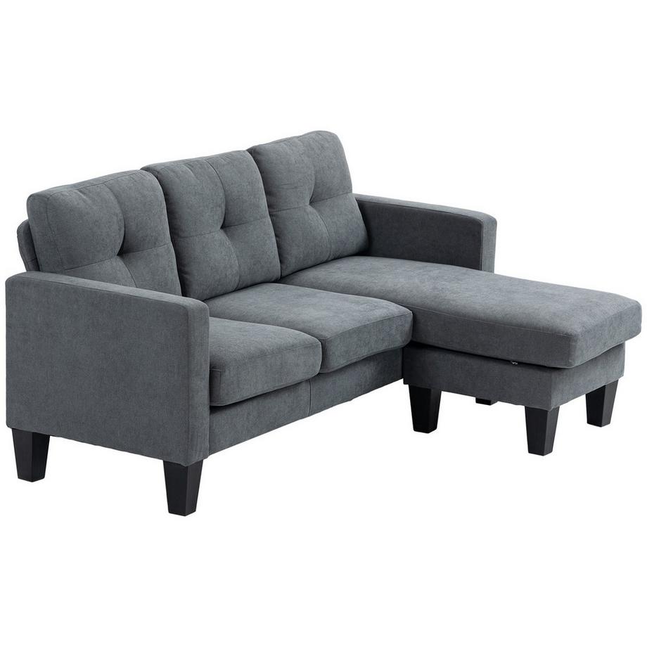 Ecksofa in L-Form, beidseitig anbringbare Chaiselongue, Polstersofa