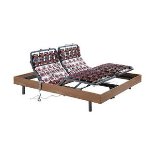 Vente-unique Lit électrique de relaxation tout plots + matelas accueil latex - 2 x 70 x 190 cm - Naturel clair - ETHER de DREAMEA  