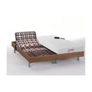 Vente-unique Lit électrique de relaxation tout plots + matelas accueil latex - 2 x 70 x 190 cm - Naturel clair - ETHER de DREAMEA  