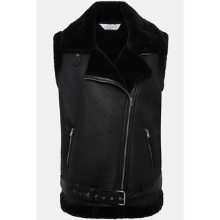 Studio Untold  Gilet in stile biker con shearling, colletto da camicia, zip obliqua e due tasche con zip 