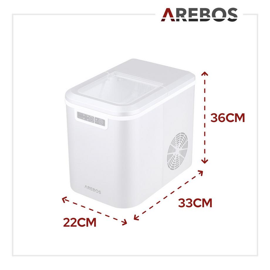 Arebos Eiswürfelmaschine 2,2L Icemaker Eiswürfelbereiter Eismaschine 12 kg in 24h  