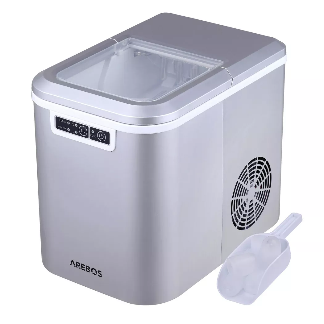 Arebos – Eiswürfelmaschine 2,2L Icemaker Eiswürfelbereiter Eismaschine 12 kg in 24h, 24h