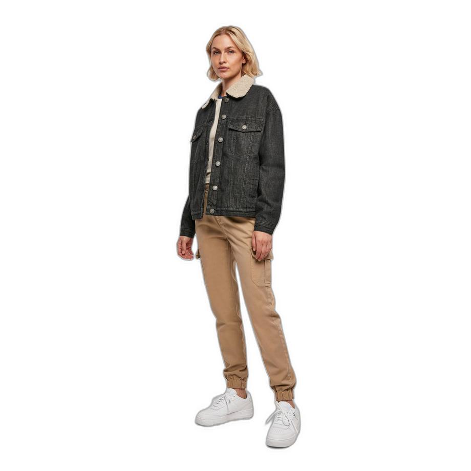 URBAN CLASSICS Oversize Jeansjacke mit Sherpa Kragen  