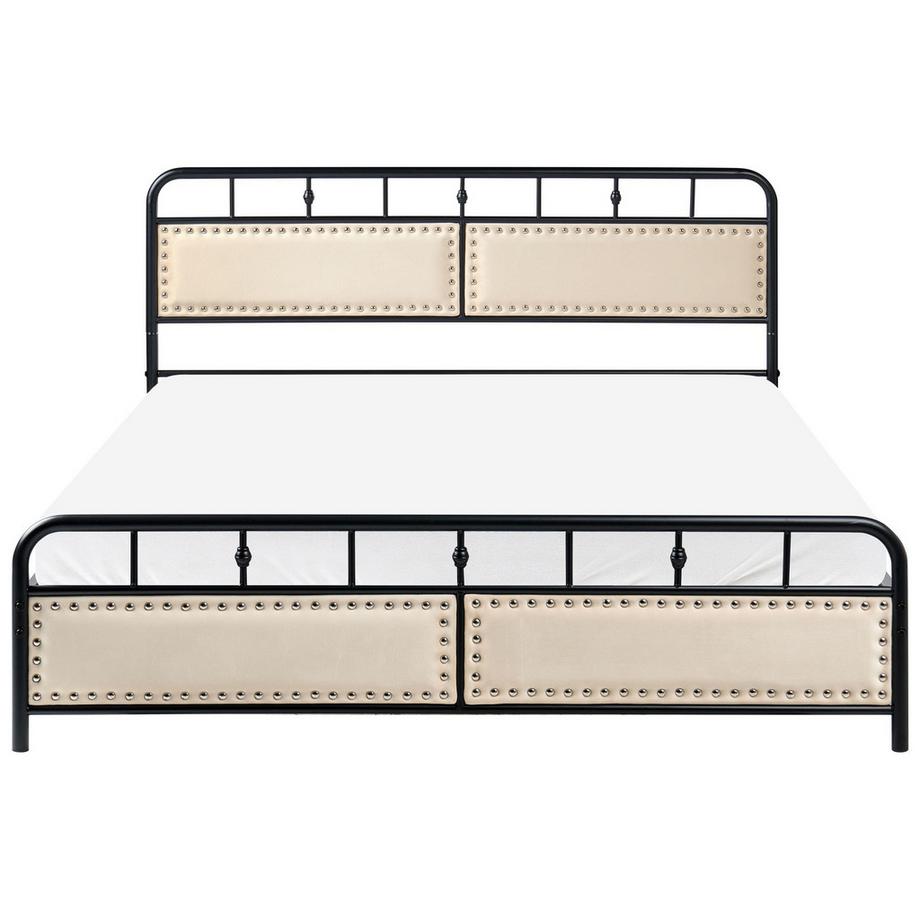 Beliani Lit avec sommier en Métal Traditionnel BREUILLET  