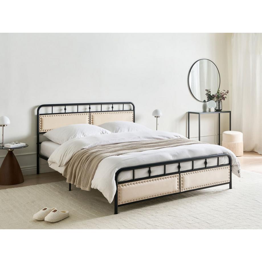 Beliani Lit avec sommier en Métal Traditionnel BREUILLET  